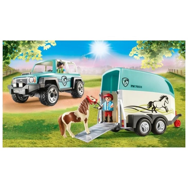 PLAYMOBIL - 70511 - Voiture et van pour poney