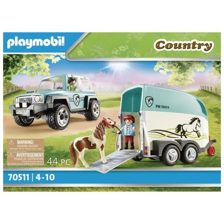 PLAYMOBIL - 70511 - Voiture et van pour poney