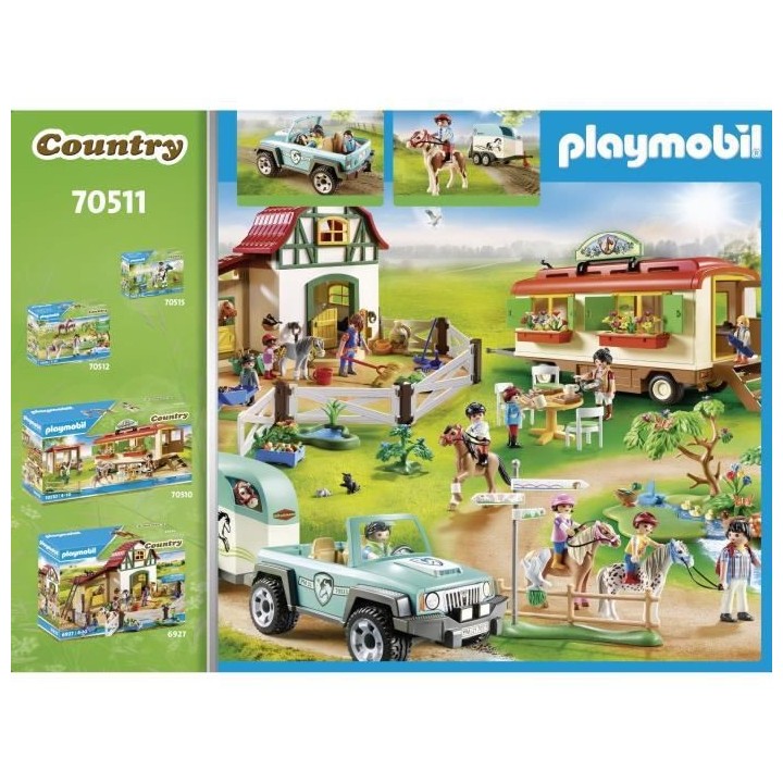 PLAYMOBIL - 70511 - Voiture et van pour poney