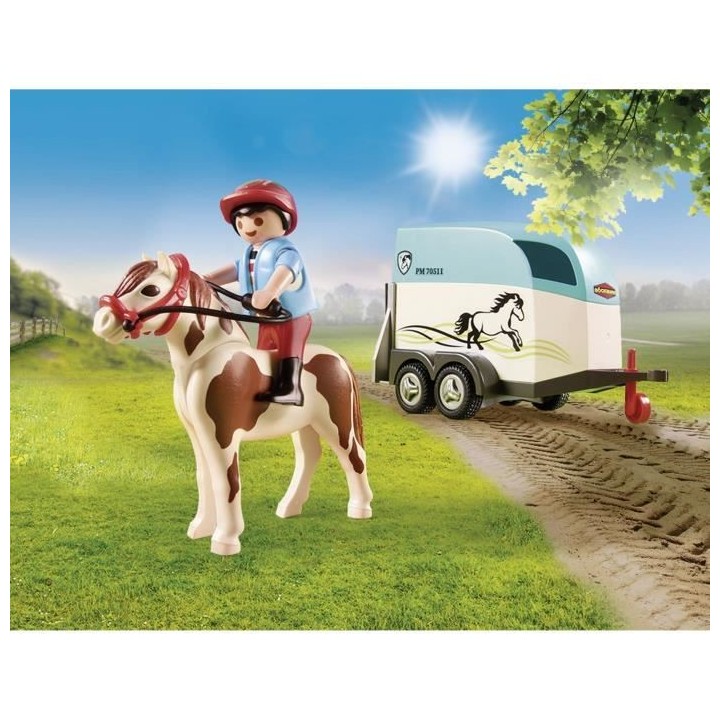PLAYMOBIL - 70511 - Voiture et van pour poney