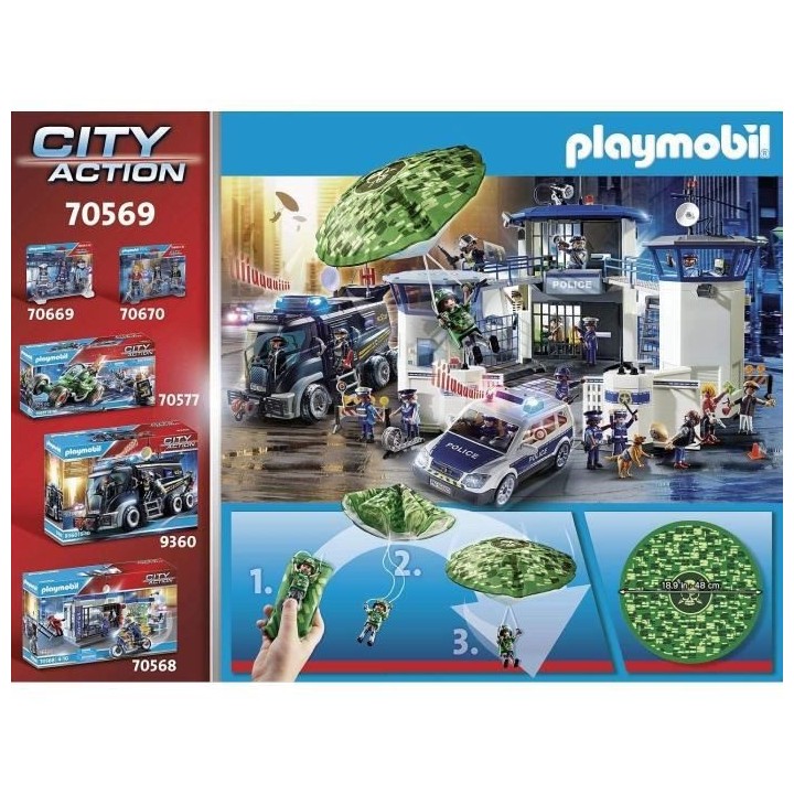 PLAYMOBIL - 70569 - Police Hélicoptere de police et parachutiste