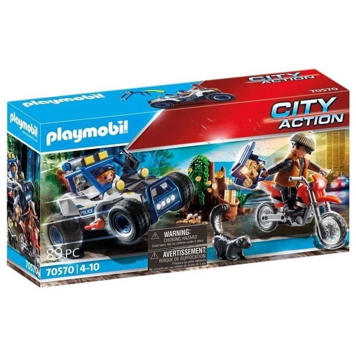 PLAYMOBIL - 70570 - Policier avec voiturette et voleur a moto