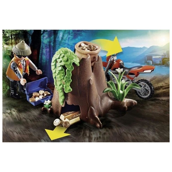 PLAYMOBIL - 70570 - Policier avec voiturette et voleur a moto