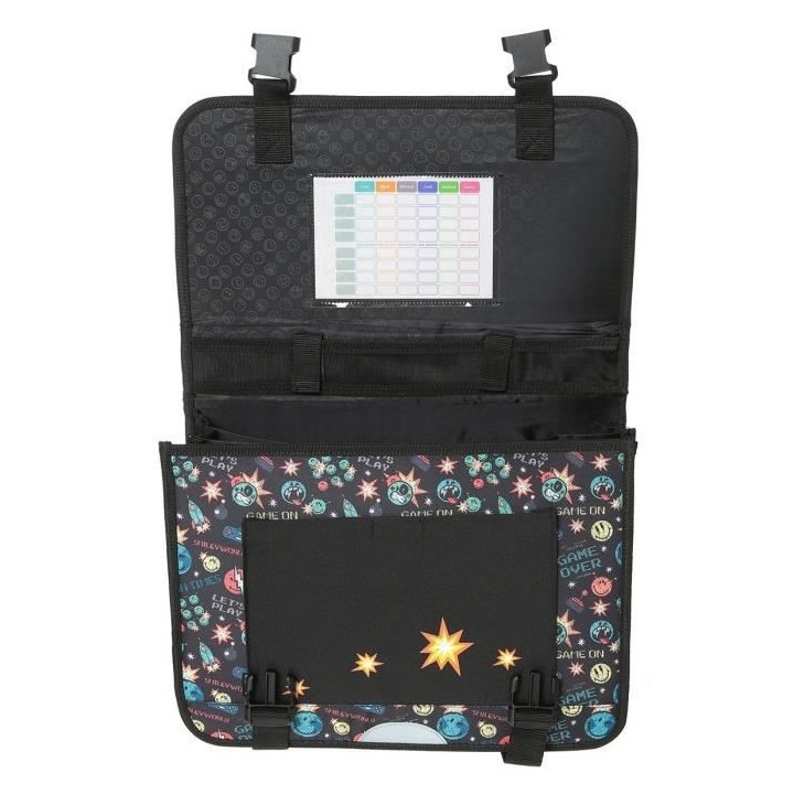 SMILEY Cartable 31 Cm 3 Compartiments Noir/Bleu/Jaune/Orange Enfant