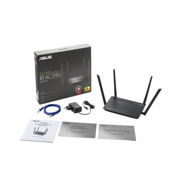 Asus RT-AC59U Routeur Wi-Fi AC 1500 Mbps Double Bande MU-MIMO - 4 ante