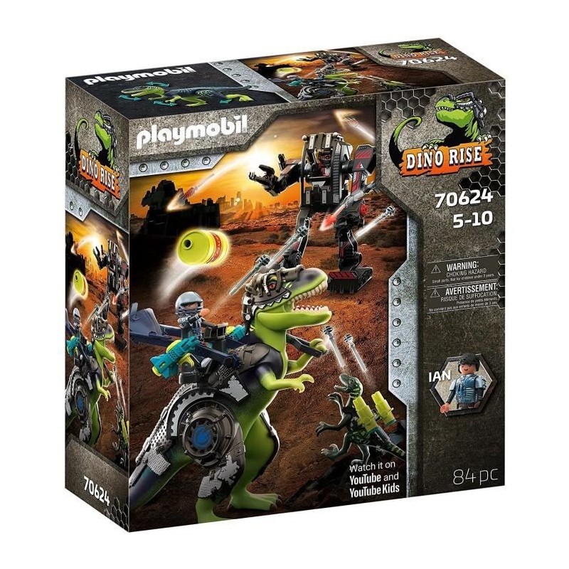 PLAYMOBIL - 70624 - Tyrannosaure et robot géant