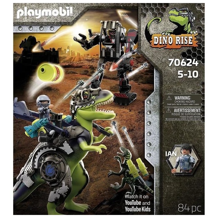 PLAYMOBIL - 70624 - Tyrannosaure et robot géant