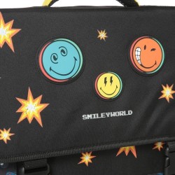 SMILEY Cartable 31 Cm 3 Compartiments Noir/Bleu/Jaune/Orange Enfant