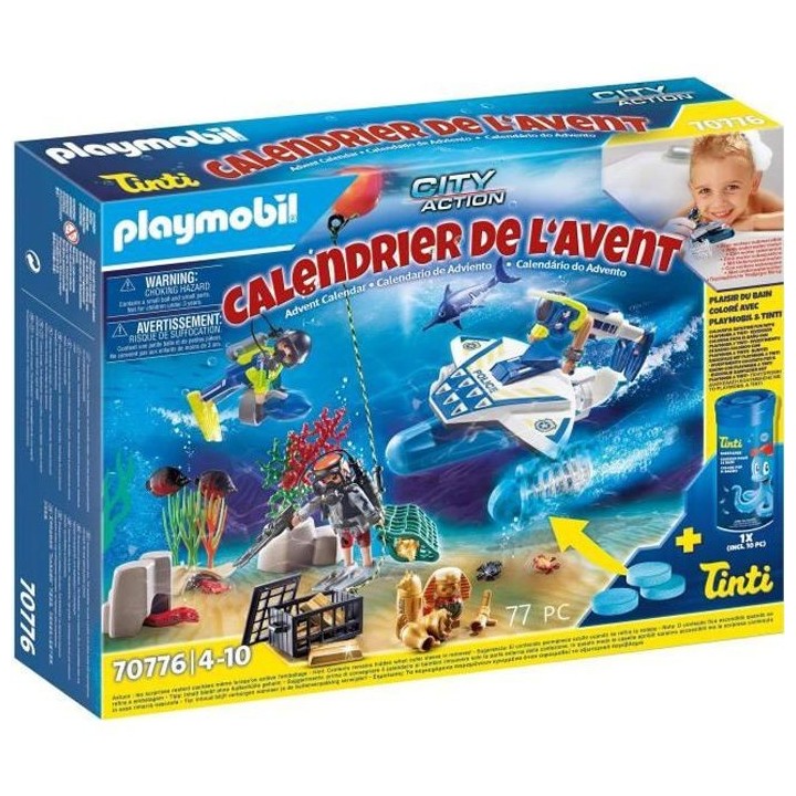 PLAYMOBIL - 70776 - Calendrier de l'Avent Jeu de bain - Policiers