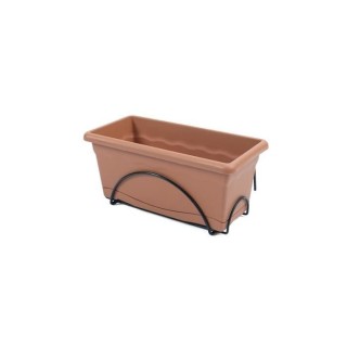 PLASTIKEN Jardiniere 40x20cm avec plateau et support balcon - Terracot