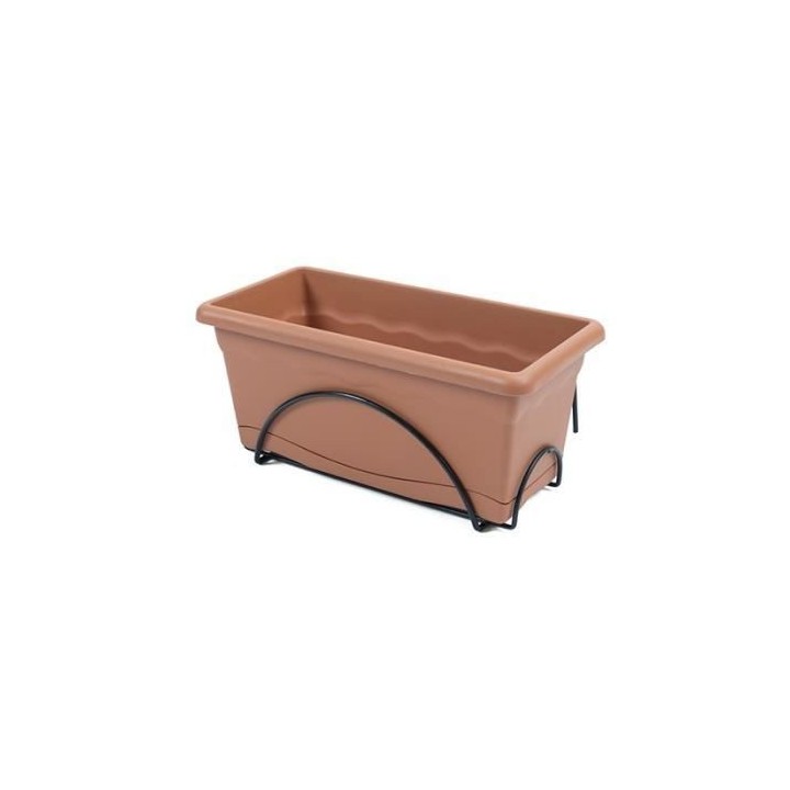 PLASTIKEN Jardiniere 40x20cm avec plateau et support balcon - Terracot