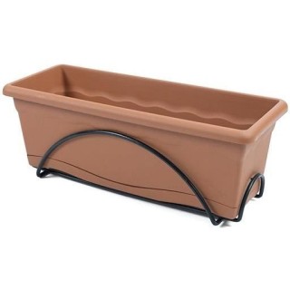 PLASTIKEN Jardiniere 50x20cm avec plateau et support balcon - Terracot
