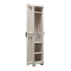 SPACESAVER 35 PLASTIKEN Armoire haute 1 Porte avec étageres - l 35 x p 45 x h 184 cm - Gamme Space SAVER - Intérieur et Extér