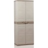 TITANIUM PLASTIKEN Armoire haute 2 portes avec étageres 70 x 44 x 176 cm Beige et Taupe Gamme TITANIUM Intérieur et Extérieur