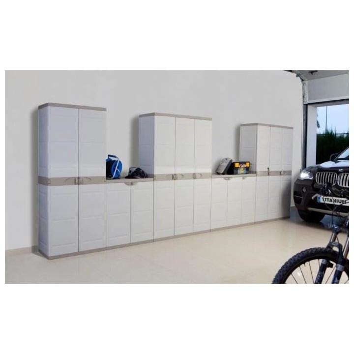 TITANIUM PLASTIKEN Armoire haute 2 portes avec étageres 70 x 44 x 176