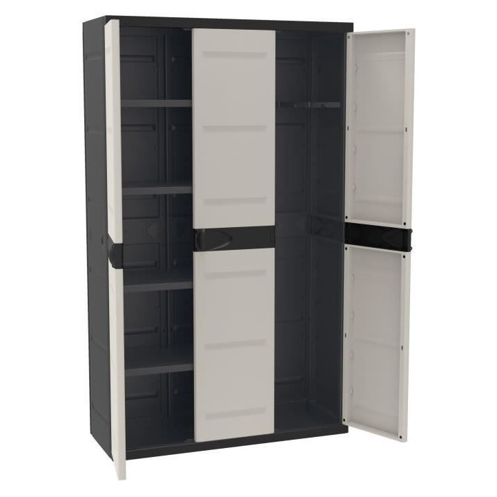 TITANIUM PLASTIKEN Armoire 3 portes avec étageres + penderie l105 x p