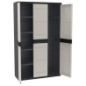 TITANIUM PLASTIKEN Armoire 3 portes avec étageres + penderie l105 x p44 x h176 cm Beige et Noire Gamme TITANIUM Intérieur/Ext