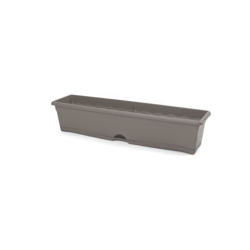 PLASTIKEN Jardiniere rectangulaire 80 x 20 Cm + Plateau Collection TERRA - Taupe