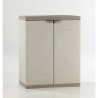 TITANIUM PLASTIKEN Armoire basse 2 portes avec étageres l70 x p44 x h88 cm Beige et Taupe Gamme TITANIUM Intérieur/Extérieur