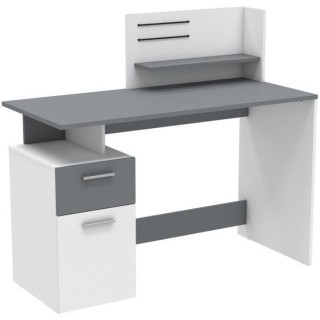 Bureau droit - Blanc et gris - Contemporain - L 121,5 x H 109,7 x P 55