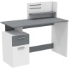 Bureau droit - Blanc et gris - Contemporain - L 121,5 x H 109,7 x P 55,1 cm - 1 porte 1 tiroir - PLATON