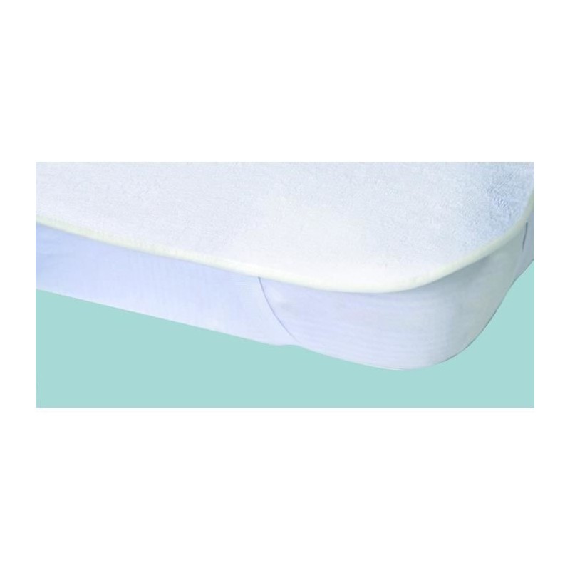 Protege-matelas Alese imperméable Elasretane éponge bouclette 100% coton 80x190 cm blanc