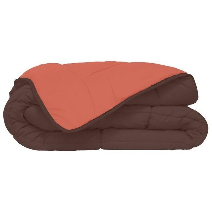 CALGARY Couette chaude Microfibre 400g/m² Chocolat & Corail 140x200cm