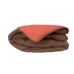 CALGARY Couette chaude Microfibre 400g/m² Chocolat & Corail 140x200cm