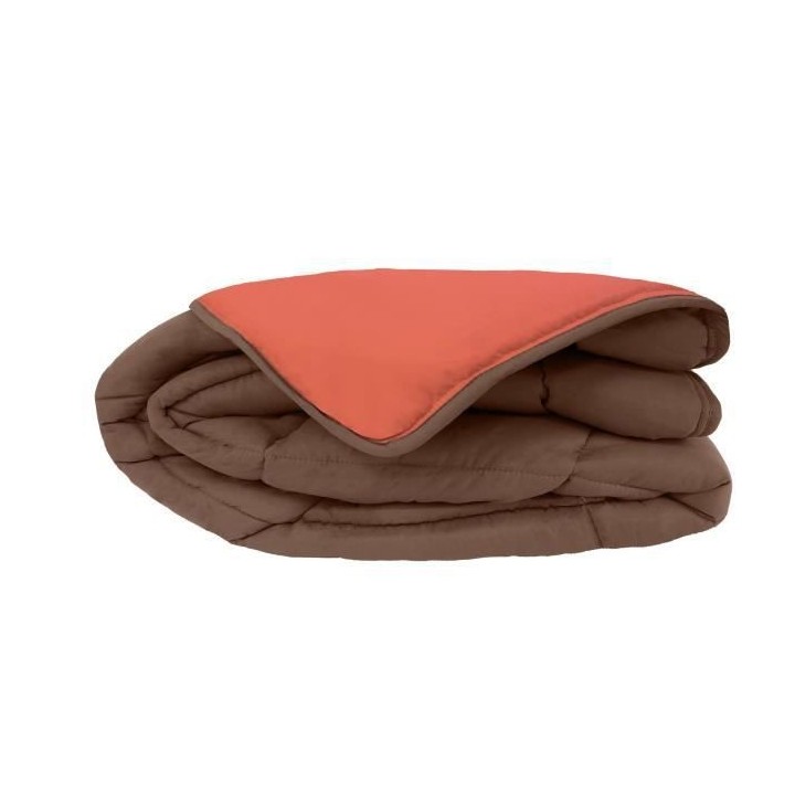 CALGARY Couette chaude Microfibre 400g/m² Chocolat & Corail 140x200cm