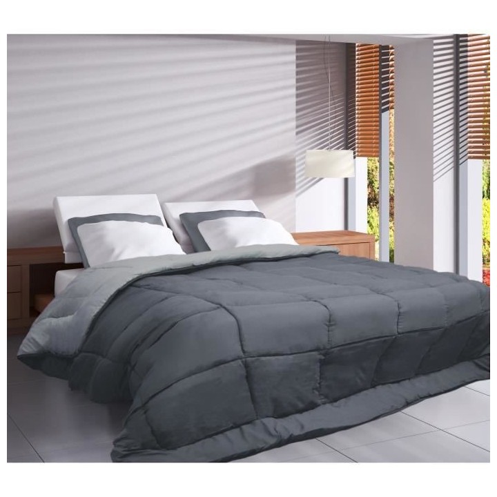 Couette Microfibre 400g/m² CALGARY Acier & Argent 220x240cm