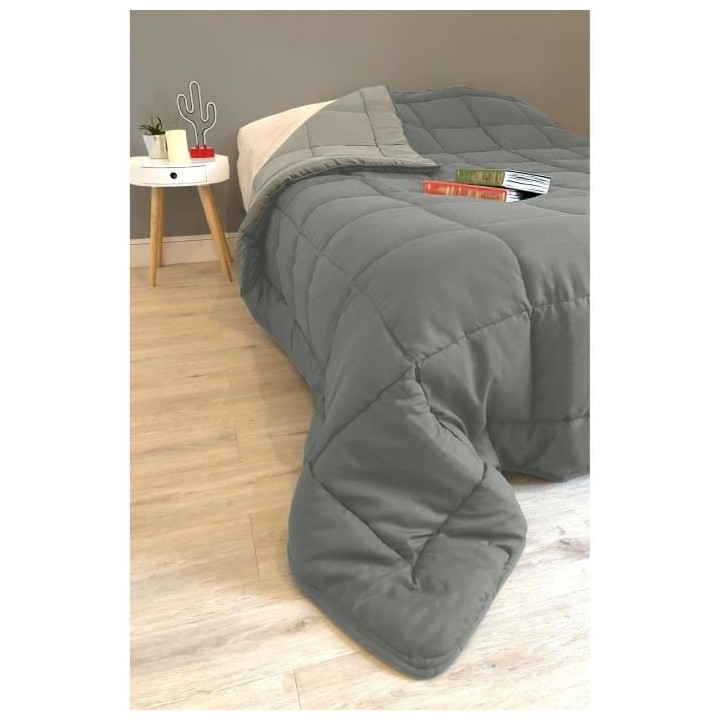 Couette Microfibre 400g/m² CALGARY Acier & Argent 220x240cm