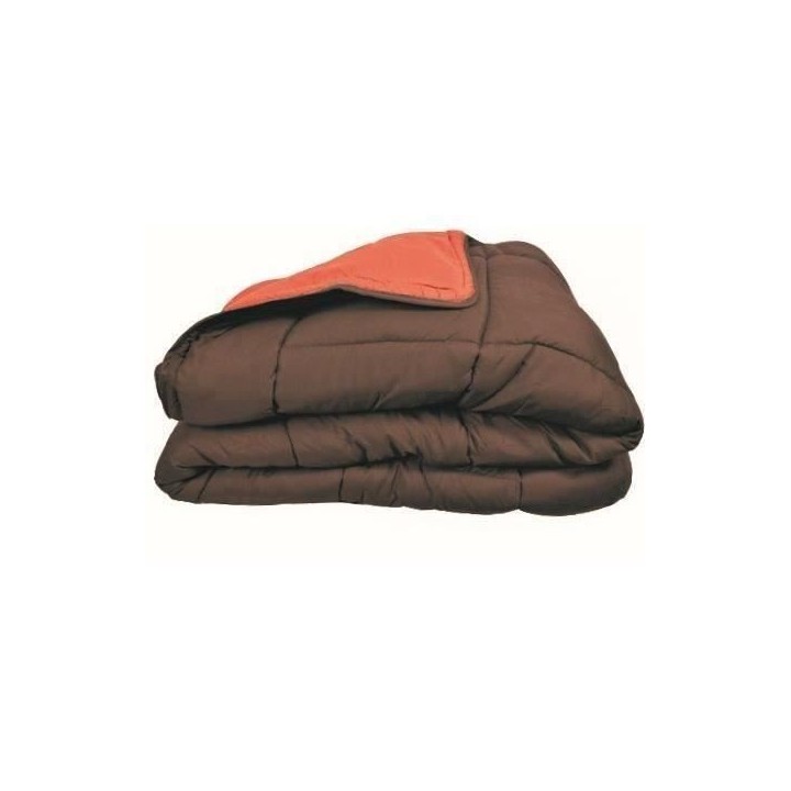 CALGARY Couette chaude Microfibre 400g/m² Chocolat & Corail 220x240cm