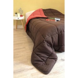 CALGARY Couette chaude Microfibre 400g/m² Chocolat & Corail 220x240cm