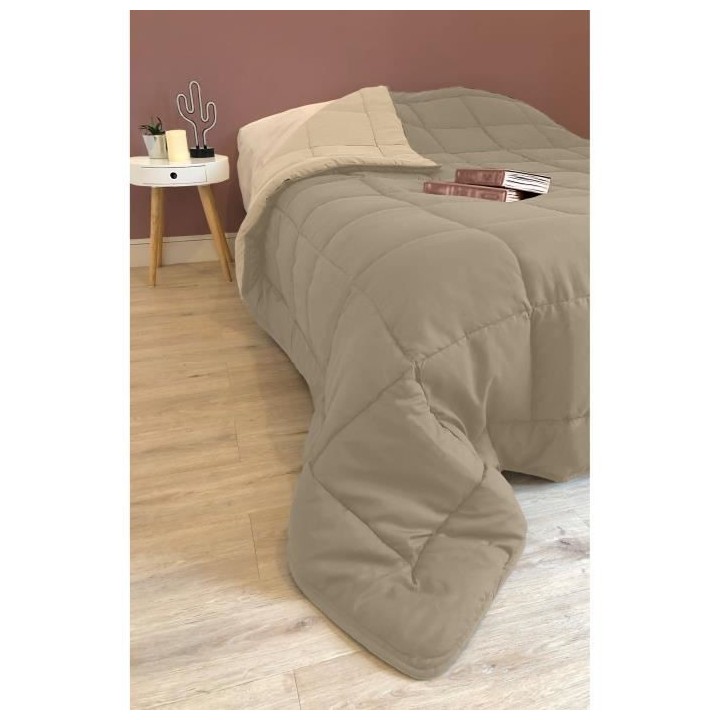 CALGARY Couette chaude Microfibre 400g/m² Taupe & Lin 240x260cm