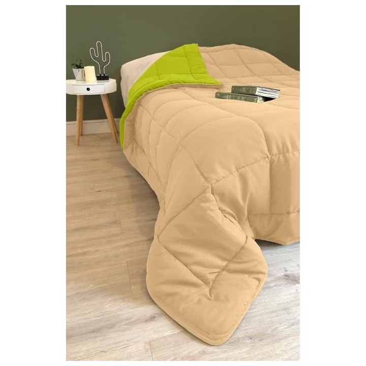 Couette Microfibre 400g/m² CALGARY Anis & Nude 200x200cm