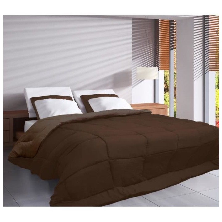 CALGARY Couette chaude Microfibre 400g/m² Choco & Moka 200x200cm