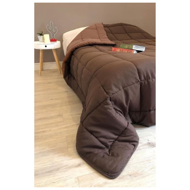 CALGARY Couette chaude Microfibre 400g/m² Choco & Moka 200x200cm