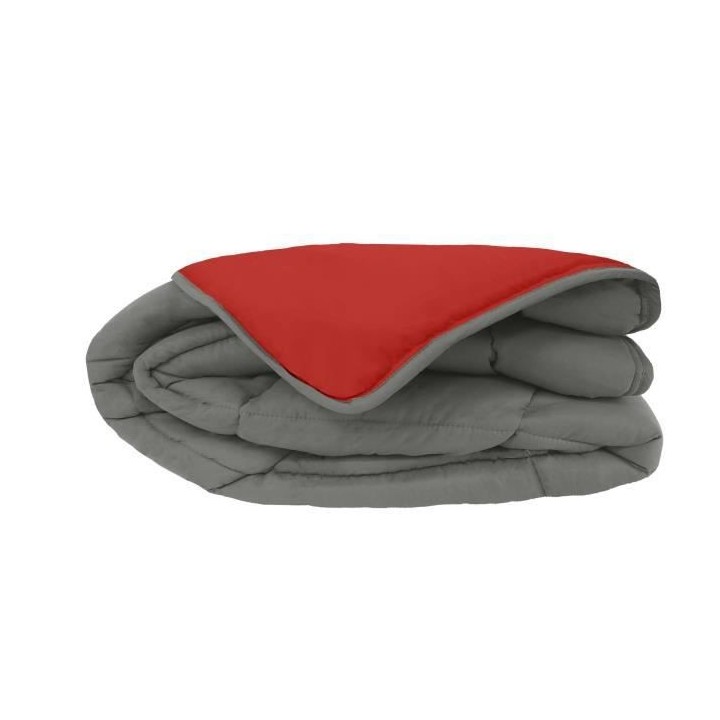 CALGARY Couette chaude Microfibre 400g/m² Gris & Rouge 200x200cm