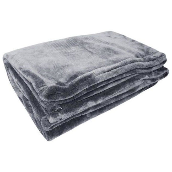 Couverture microflanelle 220x240 cm gris