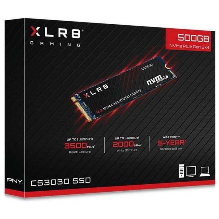 PNY - SSD Interne - CS3030 - 500Go - M.2 NVMe (M280CS3030-500-RB)