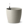 PoeTIC - Pot de fleur Casa Cosy rond gris soie - Ø24,8 x H 22 cm 7L avec réserve d'eau