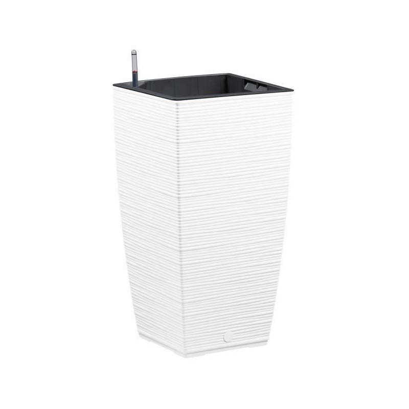 PoeTIC - Bac Casa Cosy carré haut 3058 blanc - L 29,9 x l 29,9 x h 57,4 cm 12L - avec réserve d'eau