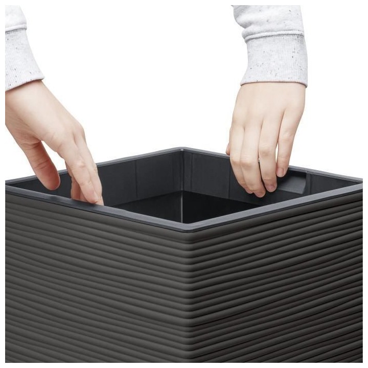 PoeTIC - Pot Bac Casa Cosy carré haut 3058 granite - L 29,9 x l 29,9