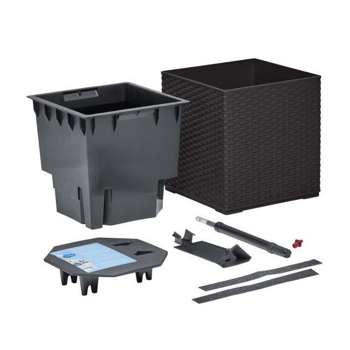 PoeTIC - Bac Casa Mesh carré 30 granite - L 29,9 x l 29,9 x h 31,3 cm