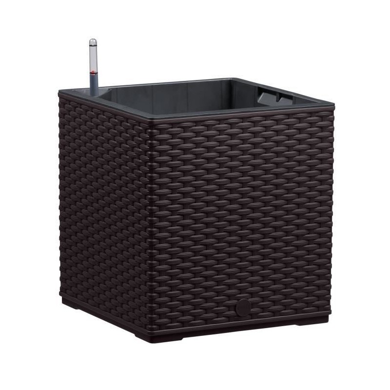 PoeTIC - Bac Casa Mesh carré 30 moka - L 29,9 x l 29,9 x h 31,3 cm 12L - avec réserve d'eau