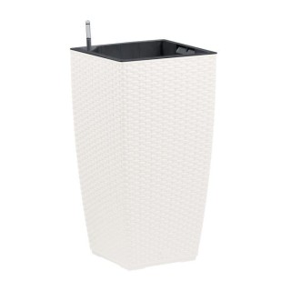 PoeTIC - Bac pot de fleur Casa Mesh carré haut 3058 blanc - L 29,9 x