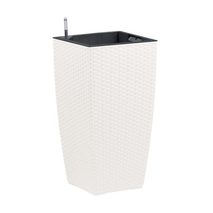 PoeTIC - Bac pot de fleur Casa Mesh carré haut 3058 blanc - L 29,9 x