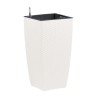 PoeTIC - Bac pot de fleur Casa Mesh carré haut 3058 blanc - L 29,9 x l 29,9 x h 57,4 cm 12L - avec réserve d'eau