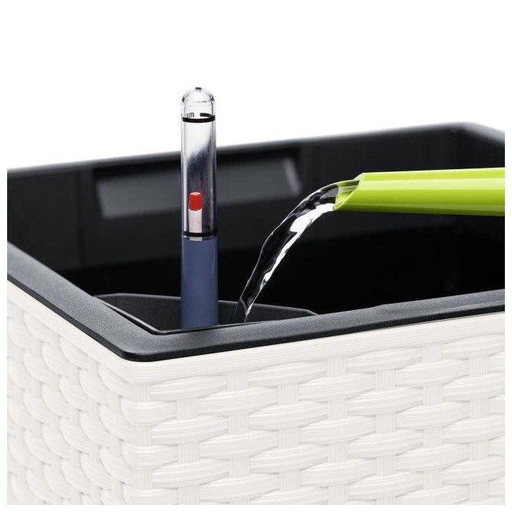 PoeTIC - Bac pot de fleur Casa Mesh carré haut 3058 blanc - L 29,9 x