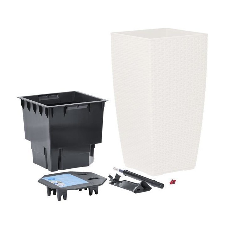 PoeTIC - Bac pot de fleur Casa Mesh carré haut 3058 blanc - L 29,9 x